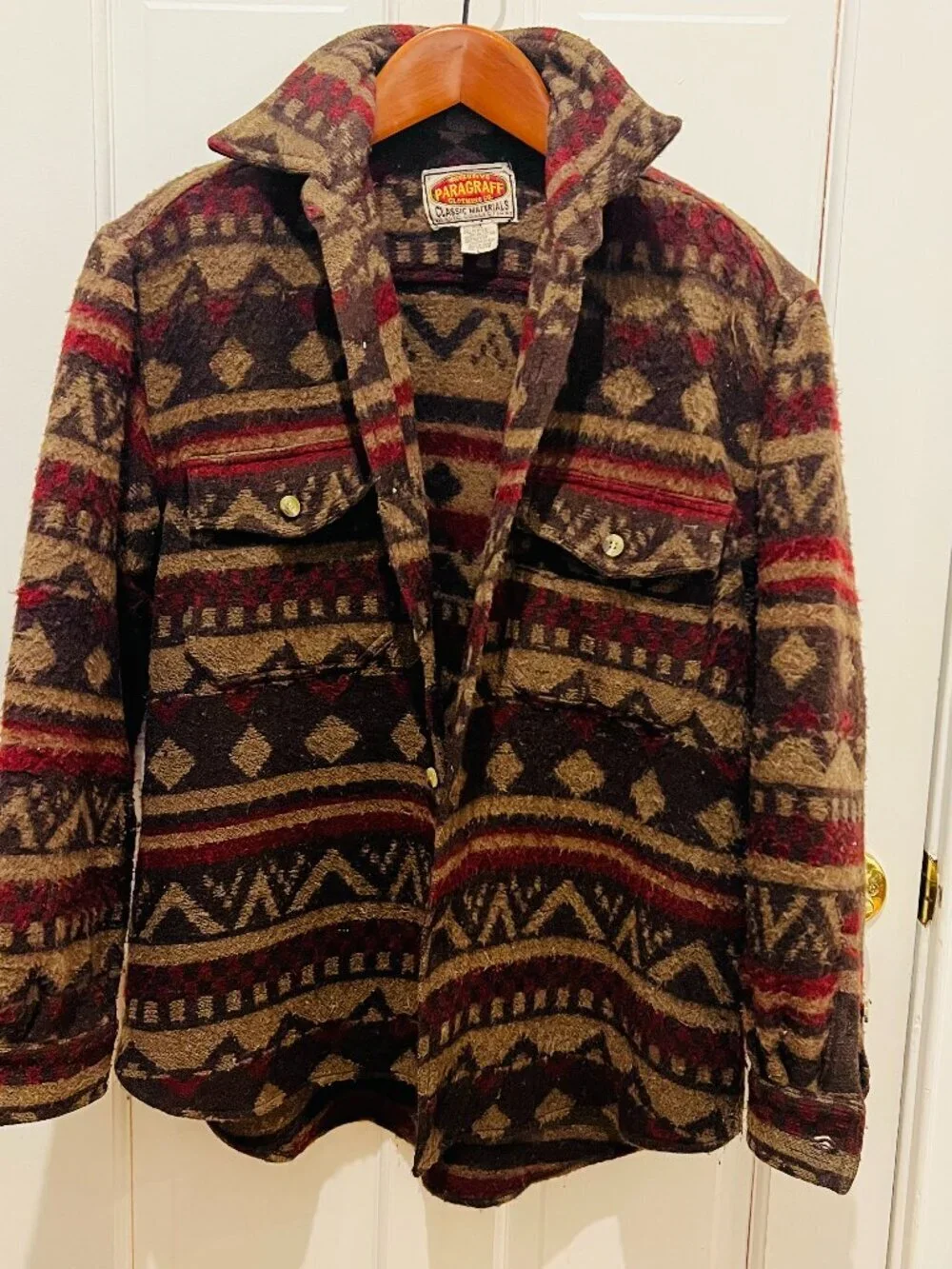 Vintage Southwestern PARAGRAFF Wool Blend Southwest Shirt Jacket Shacket